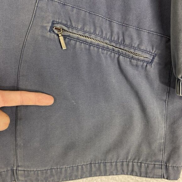 Vtg St Johns Bay Jacket Womens Sz L Blue Chore Coat Hooded Plaid Lined Full Zip - Picture 4 of 16